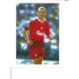 Sami Hyypiä 10x8 signed colour football photo pictured in action for Liverpool. Good Condition.