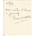 Admiral Fraser of North Cape signed note. Admiral of the Fleet Bruce Austin Fraser, 1st Baron Fraser