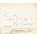 William George Armstrong signed piece laid down to card. 1st Baron Armstrong CB FRS was an English