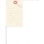 Herbert Albert Laurens Fisher handwritten letter 1918 on Board of Education letterhead. He was an