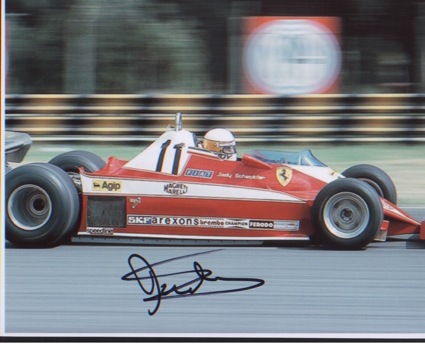 Jody Scheckter signed motor racing 10 x 8 inch picture during F1 race. Good Condition. All