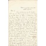 Robert Folkestone Williams hand written letter with good content about his books. He was born in