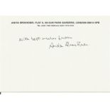 Anita Brookner CBE signed personal stationary card. English award-winning novelist and art