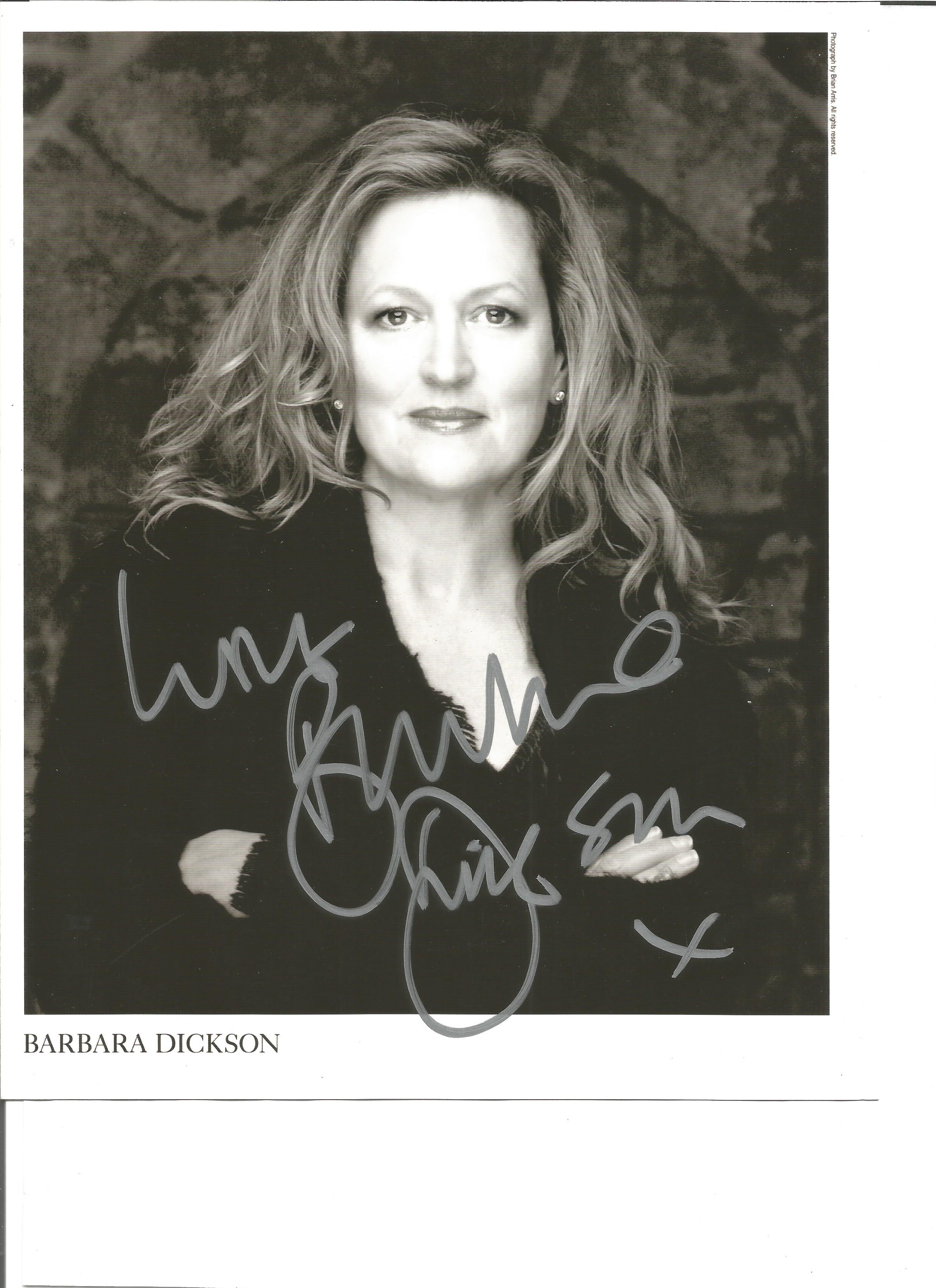 Barbara Dickson Singer Signed 8x10 Promo music Photo. Good Condition. All autographs are genuine