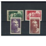 France unmounted mint 1945 Marianne stamps. 4 included. Values 20f, 25f, 50f and 100f. Catalogue