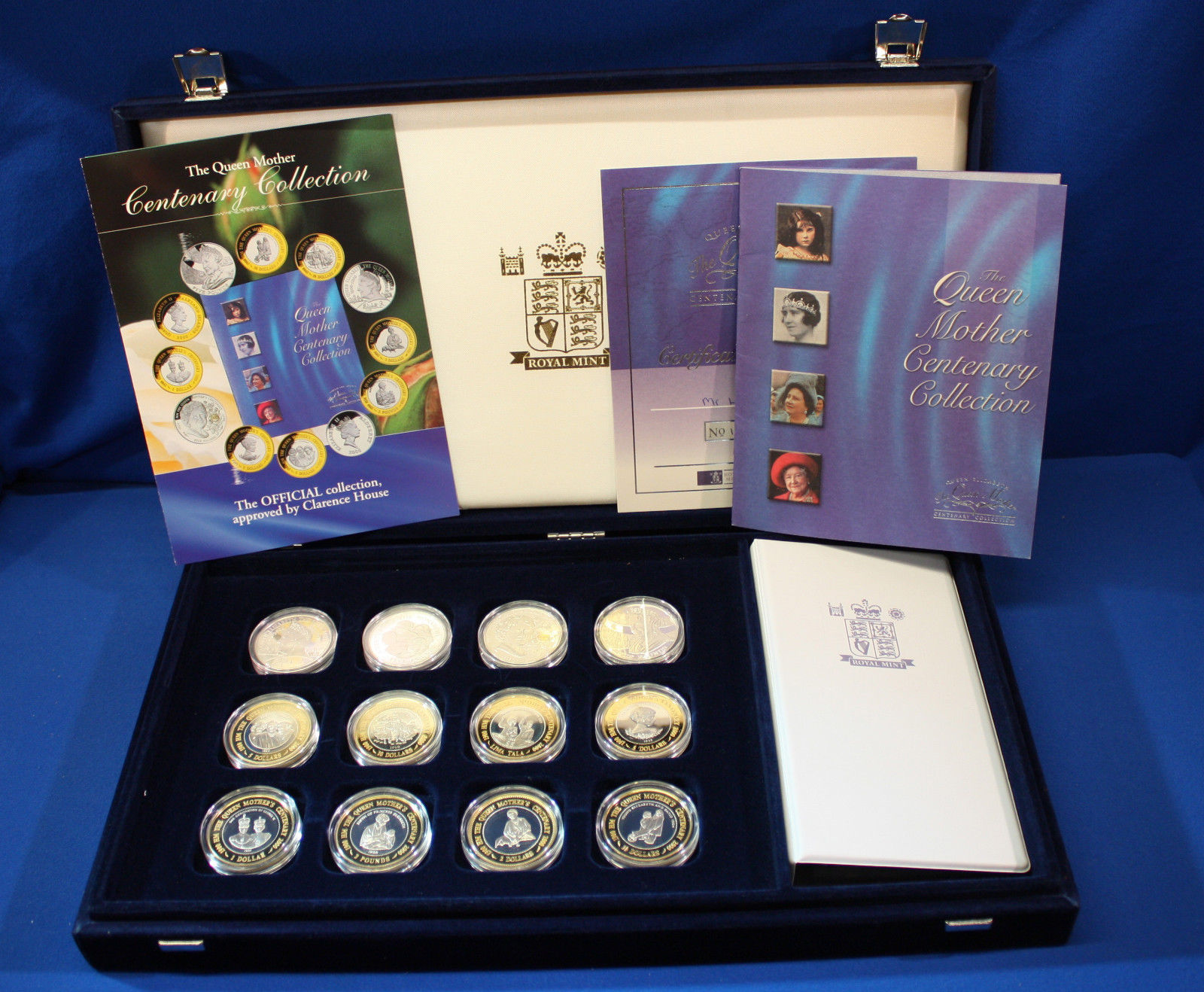 The Queen Mother 2001 Memorial Collection of 12 Silver Proof Coins Royal Mint. The Set contains 12