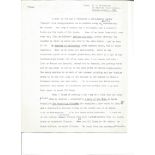 V.S. Pritchett signed typed draft for an article for the Folio Society. Sir Victor Sawdon