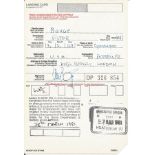 Victor Borge signed 1981 Heathrow Airport Landing card. Danish comedian, conductor, and pianist.