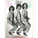 The 3 degrees signed black and white photo attached to sheet of paper with 10 x 8 inch black and