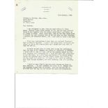 Richard C. Sherriff 1963 two page typed signed letter TLS commenting on schoolboy performance of