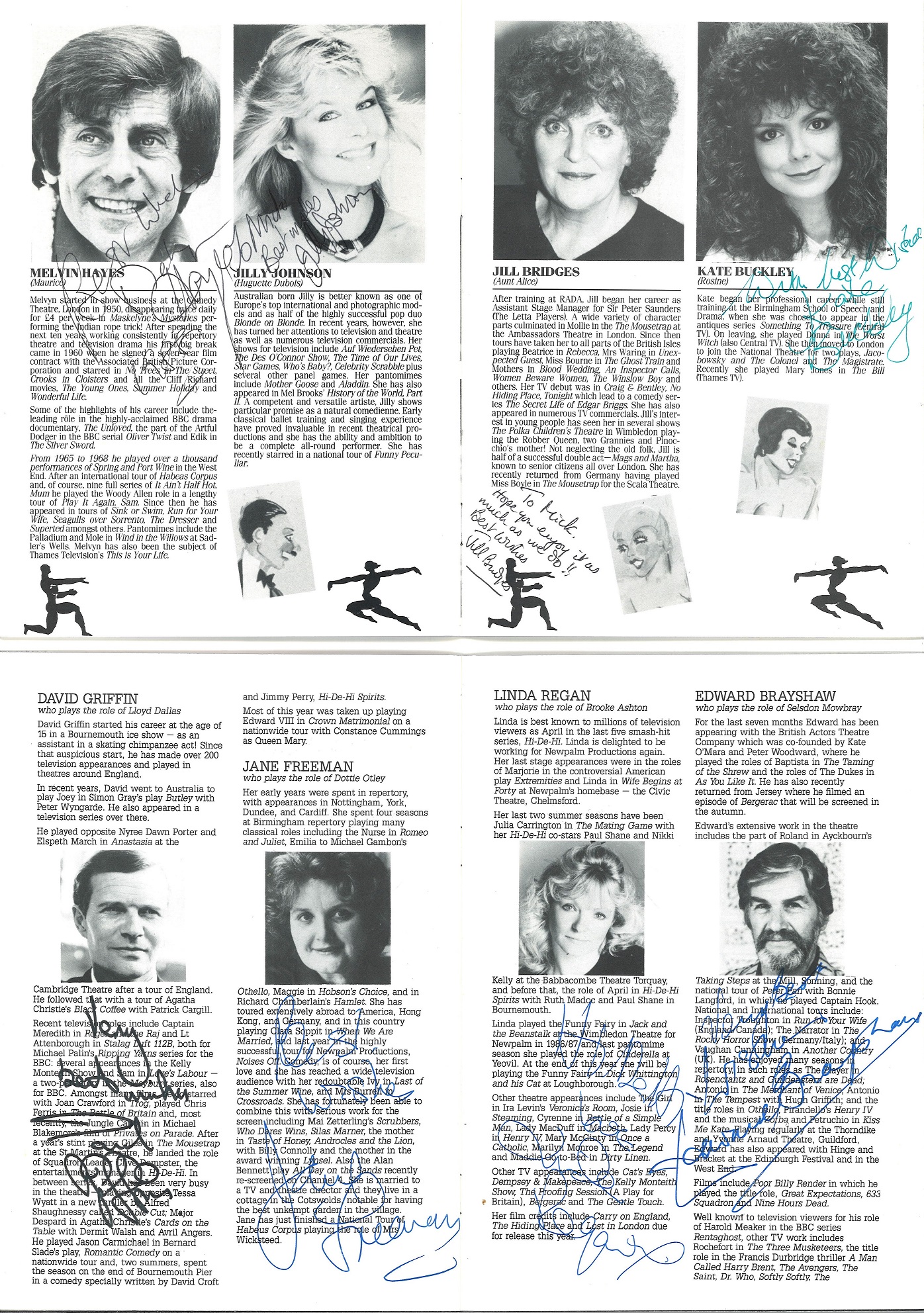 Collection of 4 Devonshire Park Theatre programmes signed by various. Some of signatures included