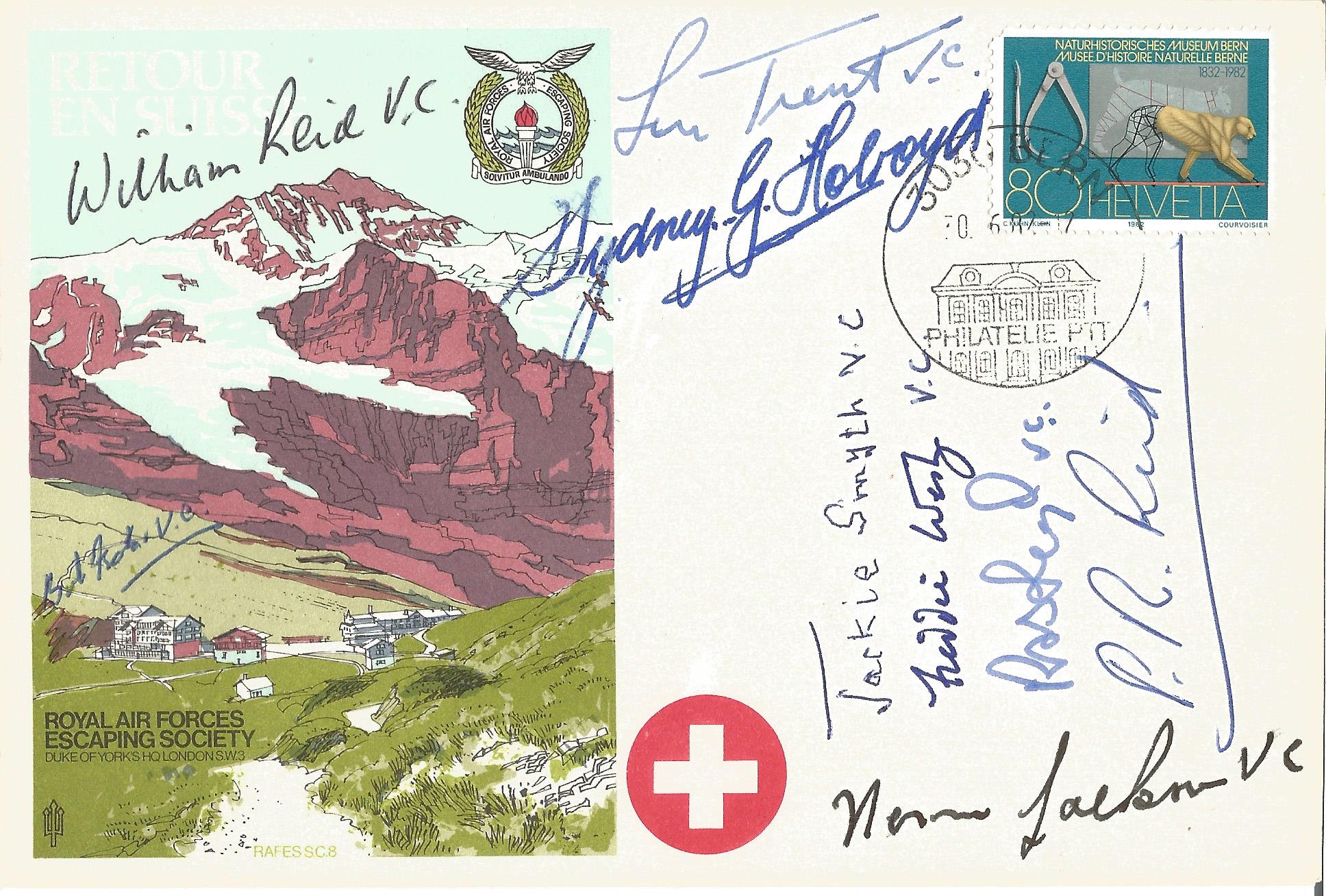 Multi signed special cover RAFES SC8 signed by 7 VC holders. Signatures include Henry Foote VC,