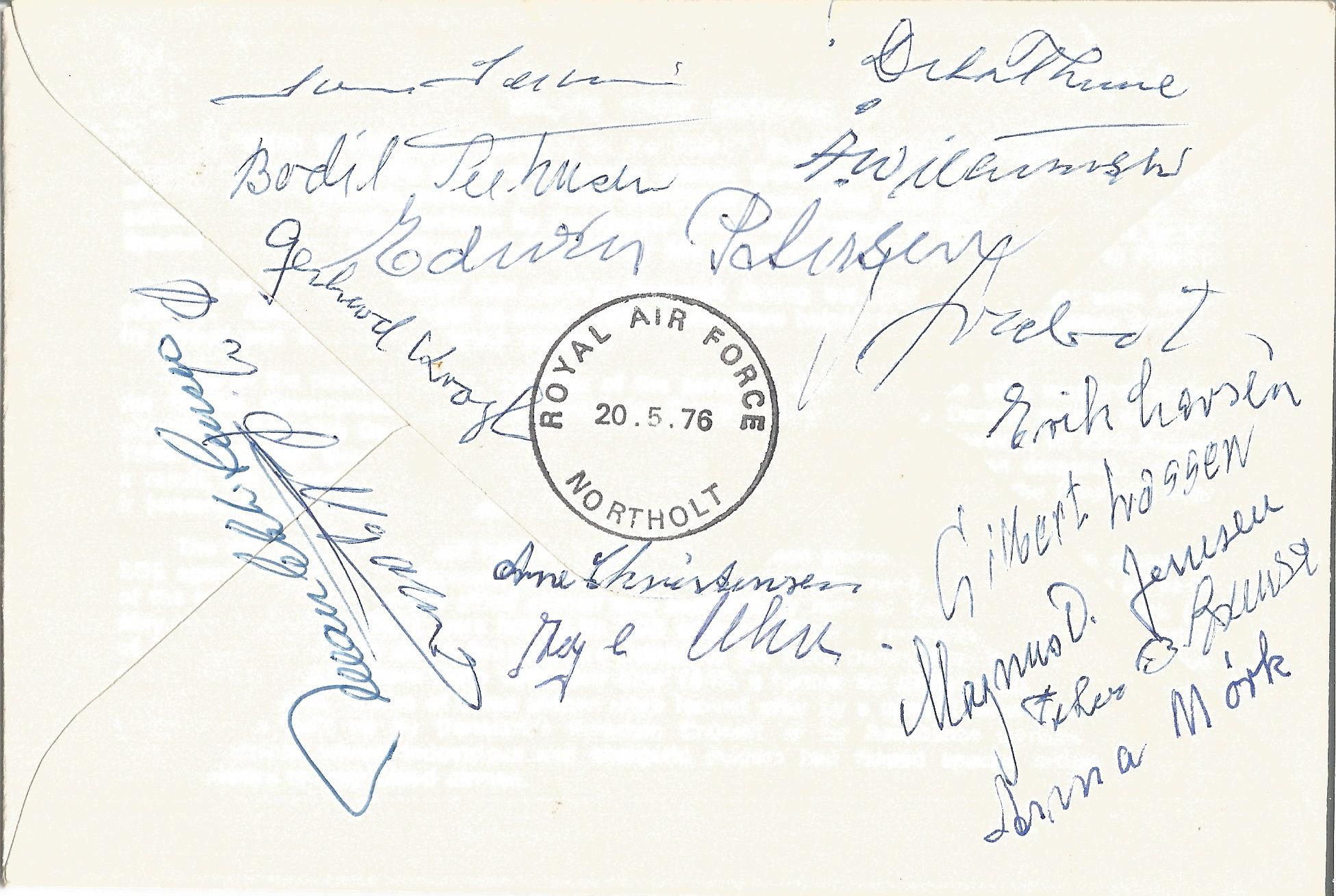 Signed by 16 veterans on Visit May 1977 special cover SC15aA3 Escape from Denmark RAF escapers - Image 2 of 2