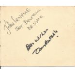 Dr Who actor John Levene Sgt Benton signed autograph album page also signed by Tom Rostable. Good