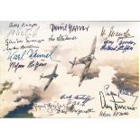Multiple signed Luftwaffe World War Two rare 5x7 colour photo signed by 17, Luftwaffe Fighter Pilots