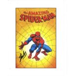 Stan Lee signed 16x12 colour Amazing Spider-man poster. Mounted. Good Condition. All autographs