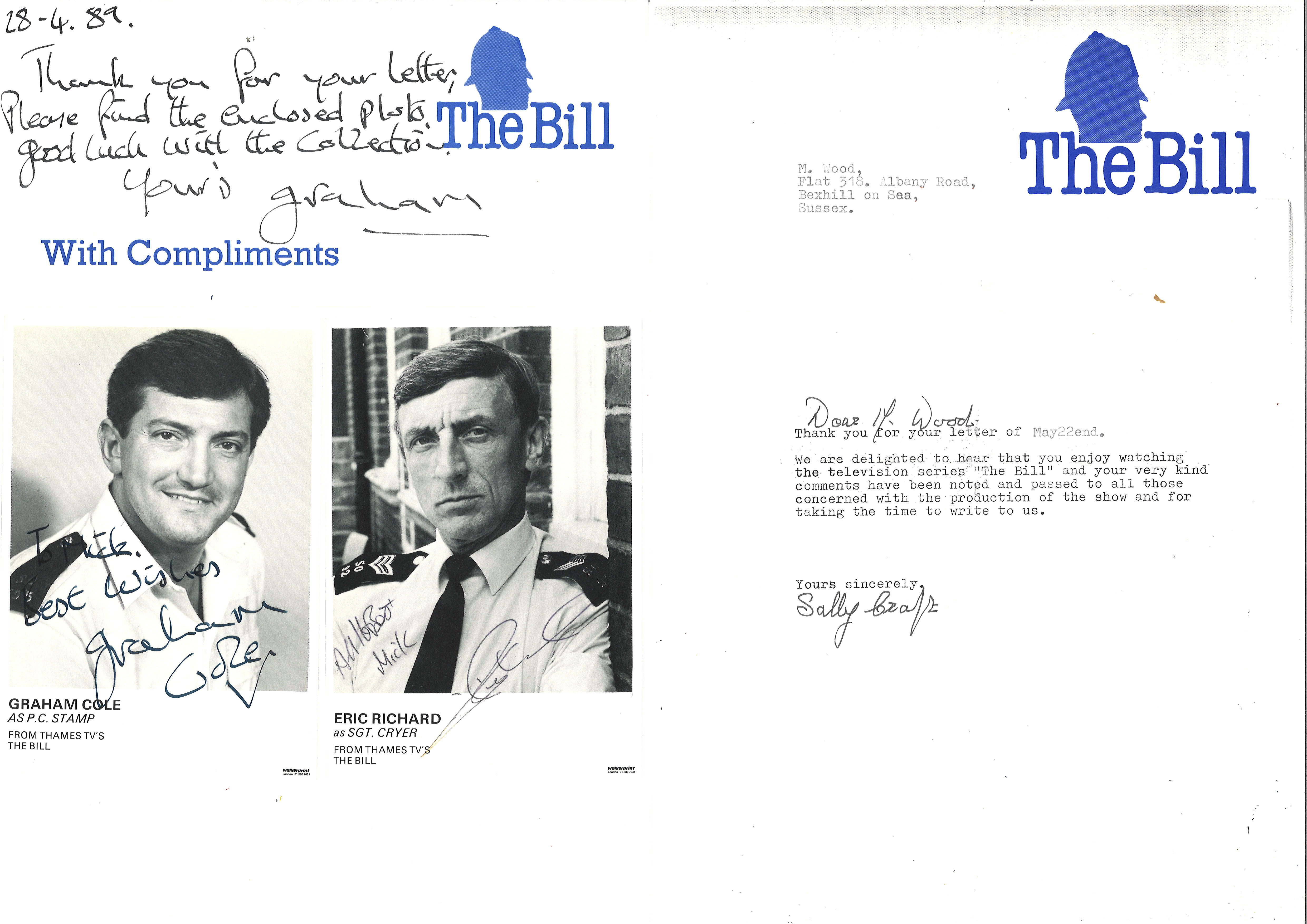 The Bill signed 6 x 4 inch black and white photo collection. Includes 3 photos individually signed