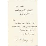 Sir Benjamin Collins Brodie hand written note. 1st Baronet, PRS was an English physiologist and
