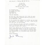 Wg Cdr J Fleming fighter ace typed signed letter to WW2 RAF Battle of Britain historian Ted Sergison