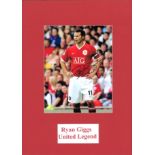 Ryan Giggs signed colour Man Utd photo. Mounted to approx size 17x12. Good Condition. All autographs