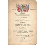 1945 Luncheon Menu Signed by General of the Army Dwight D Eisenhower and Lord Mayor of Nottingham