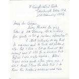 Elspeth Green MM RAF WW2 awarding during Battle of Britain handwritten letter to author Alan Cooper.