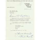 Harold Mick Martin Dambuster WW2 617 Sqn typed signed letter 1970 regarding address of J Fauquier on