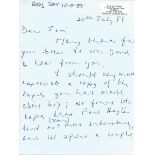 Tirpitz raider Bob Knights DFC 617 sqn handwritten letter to Jim Shortland Dambuster WW2