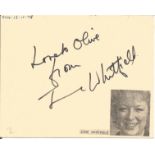 June Whitfield signed autograph album page to Olive with small inset photo, Signed on back by