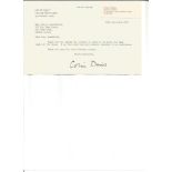 Sir Colin Davis typed signed note 1967 on small piece of personal stationary to Eve Rosenfeld. Sir