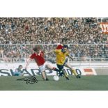 Football Autographed JIMMY NICHOLL photo, a superb image depicting the Man United full-back