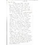 Joan Daphne Pearson GC hand written letter to author Alan Cooper regarding 1939. Good Condition. All