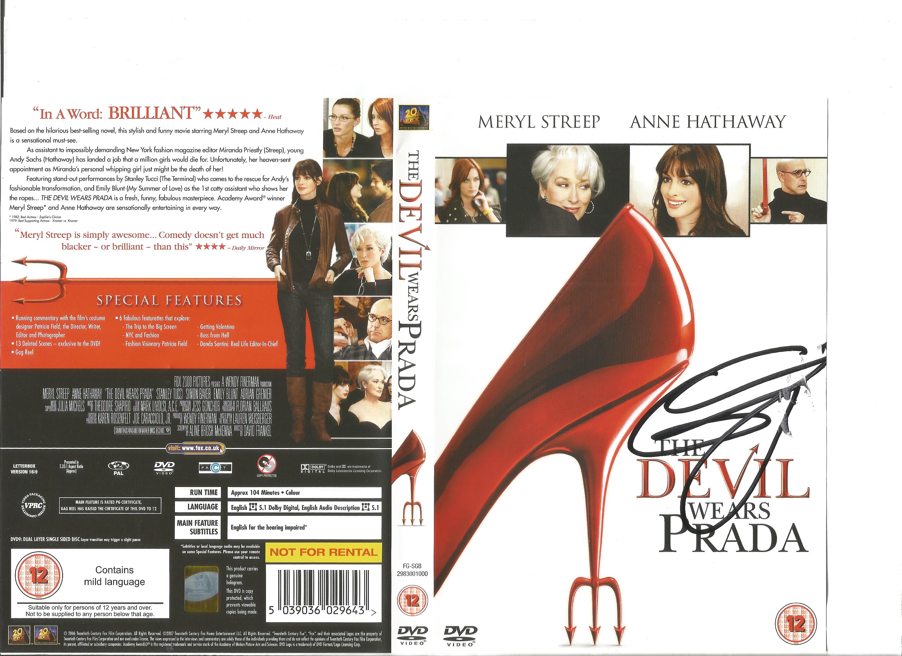 Anne Hathaway signed DVD sleeve for The Devil Wears Prada. DVD included. Good Condition. All