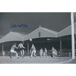 Football Autographed JIM McCALLIOG photo, a superb image depicting the Wolves midfielder sending a