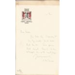 AEW Mason author hand written letter on Hotel Bristol Wien notepaper. English author and politician.