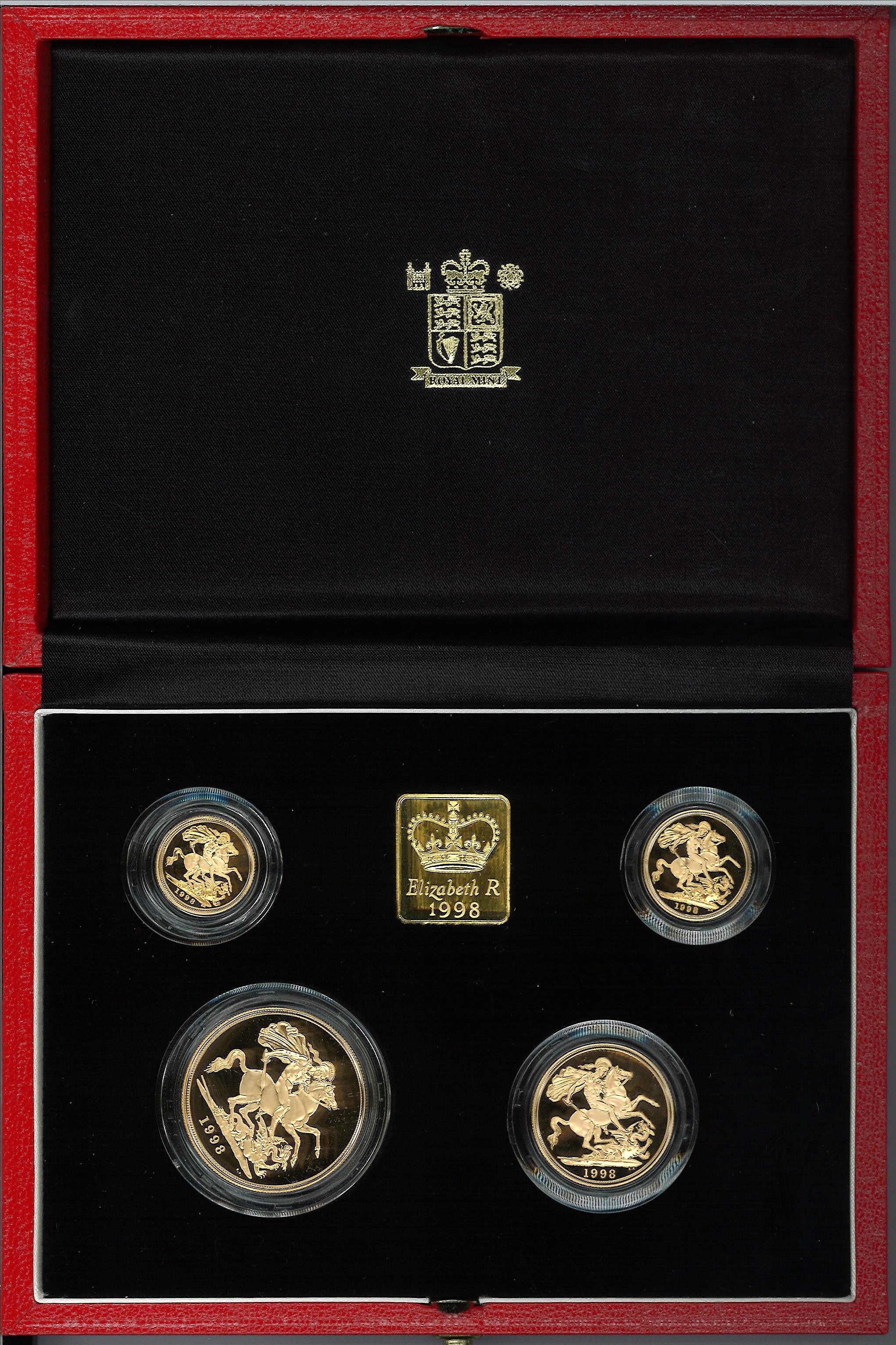 1998 Britannia Gold Proof Collection. 4 coins 22 Ct £100, 1oz, £50 1/2 oz, £25 1/4oz, £10 1/10oz. In