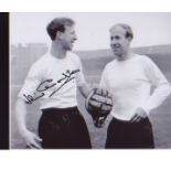 Jack Charlton signed 10 x 8 photo. with brother Bobby. Good Condition. All autographs are genuine