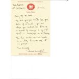 Bernard Weatherill handwritten letter 1994 on House of Lords notepaper, giving thanks for receipt of