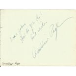 Geraldine Sue Page signed autograph album page to John. American actress. She earned acclaim for her