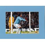 Carlos Tevez signed colour Man City photo. Mounted to approx size 16x12. Good Condition. All