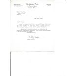 Jilly Cooper 3 typed signed letters TLS and note on postcard TPC personal to Victor Ross Chairman
