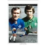 Ron Chopper Harris and Peter Bonetti signed 16x12 Chelsea Legends colour montage photo. Good