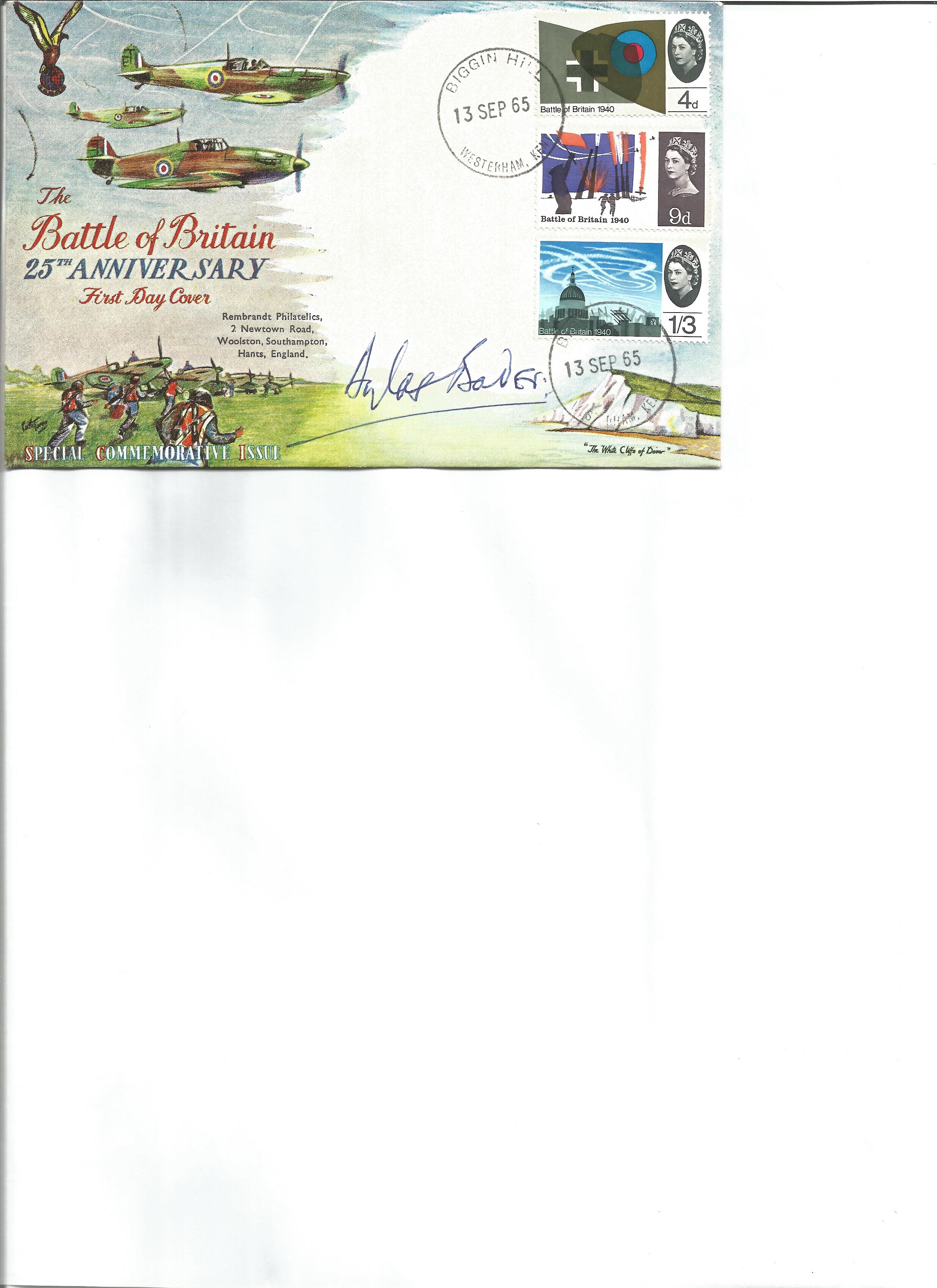 Douglas Bader DFC DSO signed 1965 Battle of Britain 25th anniv FDC. Famous WW2 RAF Battle of Britain