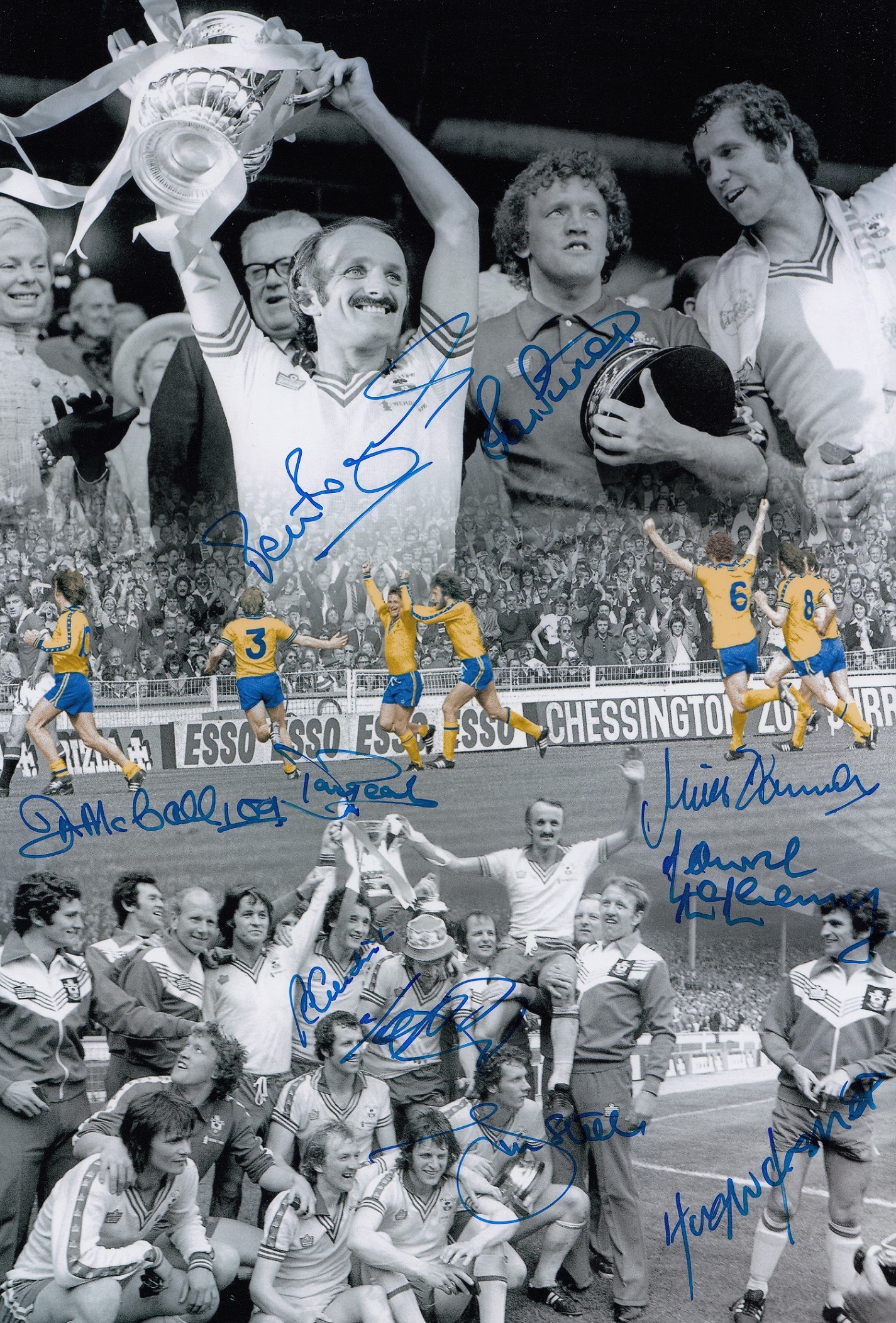 Football Autographed SOUTHAMPTON 1976 photo, a superb montage of images depicting the Saints 1976 FA