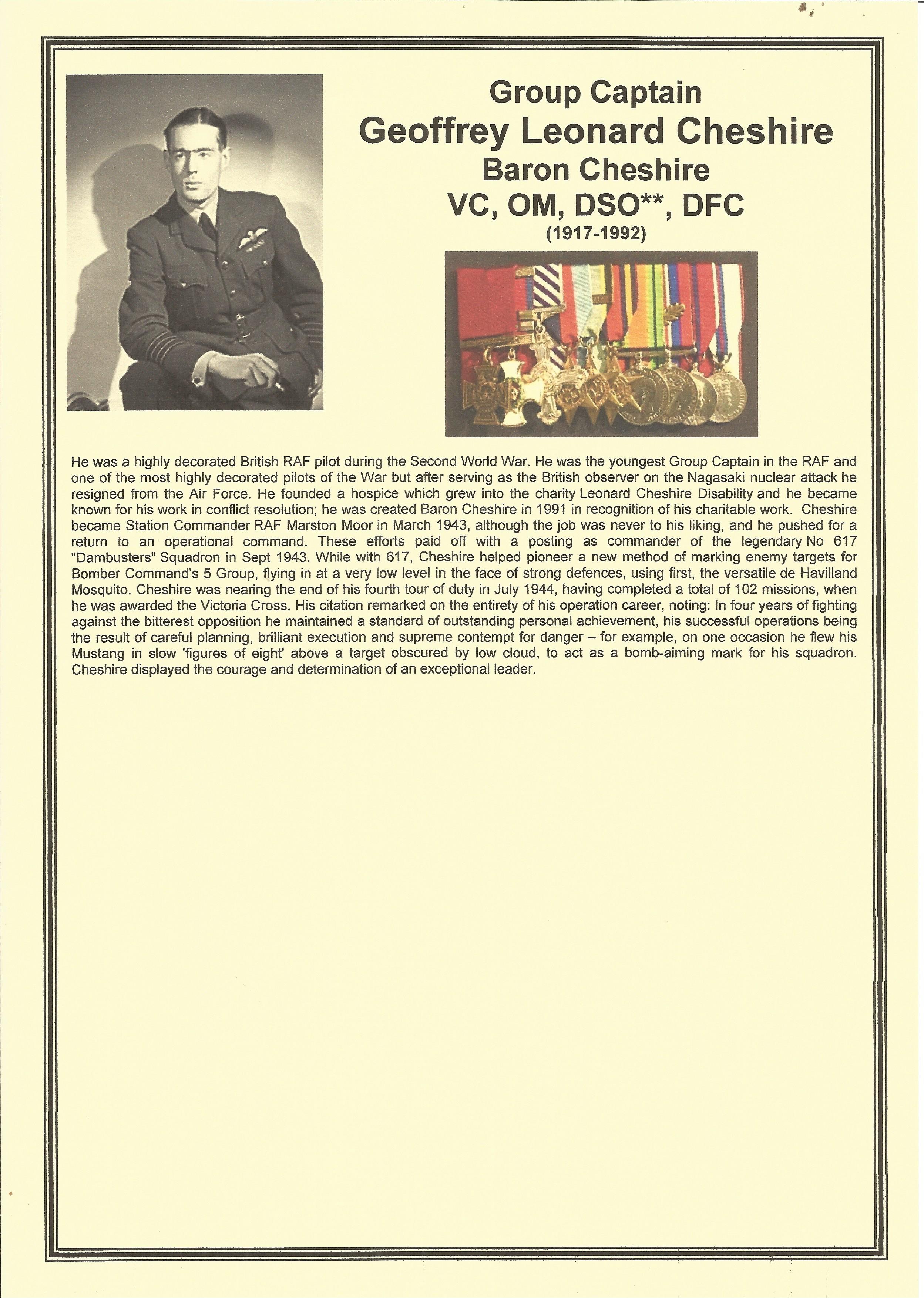 Group Captain Geoffrey Leonard Cheshire, Baron Cheshire, VC, OM, DSO, DFC signed TLS to a Mr Simon - Image 2 of 2