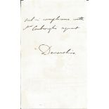 Duke of Devonshire 1862 signature piece. Good Condition. All autographs are genuine hand signed