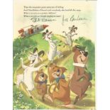 Bill Hanna and Joe Barbera signed animated book page. Good Condition. All autographs are genuine