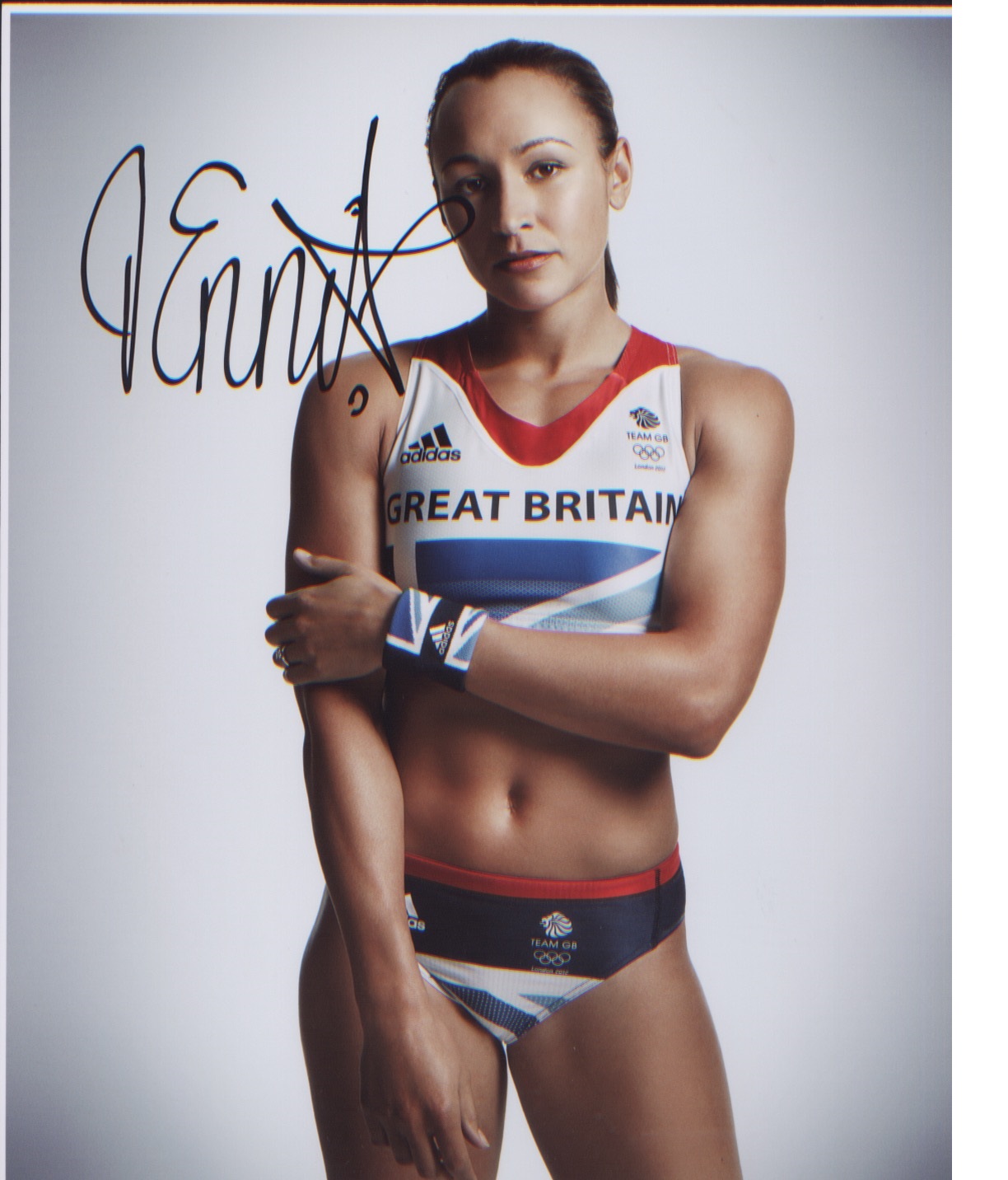Jessica Ennis Signed 10 x 8 inch athletics photo. Good Condition. All autographs are genuine hand