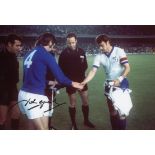 Football Autographed JOHN GREIG photo, a superb image depicting the Rangers captain JOHN GREIG