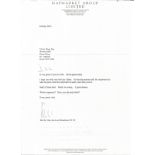 Michael Heseltine typed signed letter regarding voting for Ken Clarke 2001. Haymarket Group